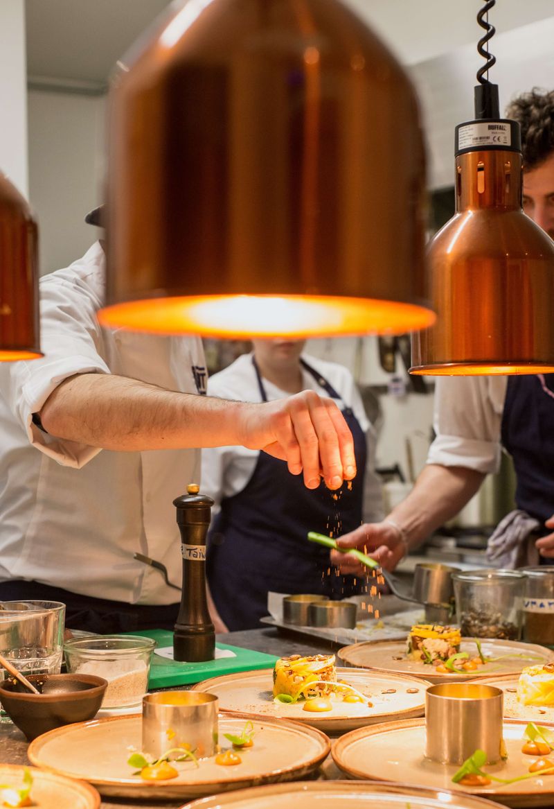 Plating process by a chef